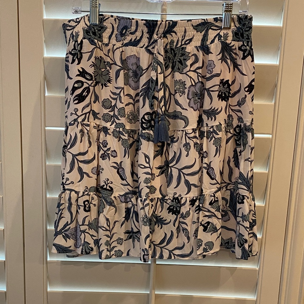 Spartina 449 Blue and Cream Floral A-Line Skirt